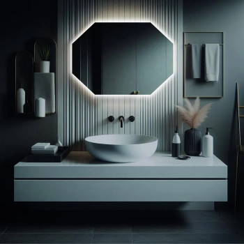 Зеркало-октагон восьмиугольное с фоновой подсветкой DL004