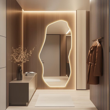 Зеркало большое асимметричное с подсветкой в полный рост E001