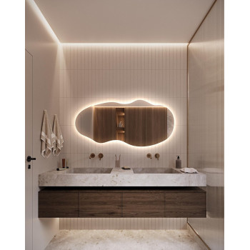 Настенное зеркало волнистой формы с тыльной подсветкой E002