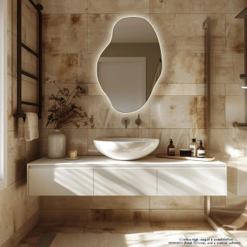 Настенное зеркало нестандартной формы с контурной подсветкой E004