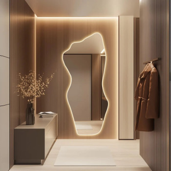 Настенное большое зеркало в полный рост с интерьерной подсветкой E009