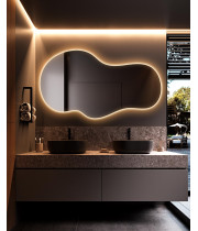 Зеркало настенное бесформенное с фоновой интерьерной подсветкой E010