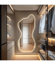 Настенное большое зеркало в полный рост с парящей подсветкой E011