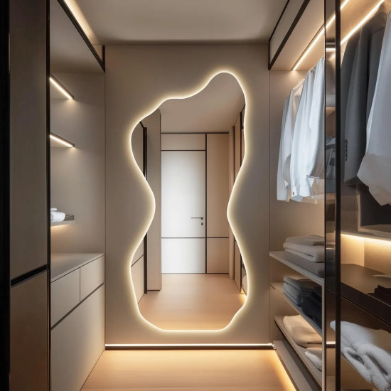 Настенное большое зеркало в полный рост с парящей подсветкой E011 Настенное большое зеркало в полный рост с парящей подсветкой E011