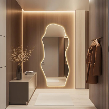 Настенное и напольное большое зеркало в полный рост с задней парящей подсветкой E012