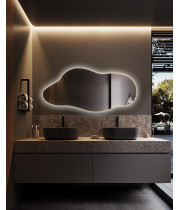 Зеркало волнистой формы с парящей эмбилайт подсветкой E019