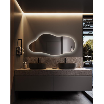 Зеркало волнистой формы с парящей эмбилайт подсветкой E019