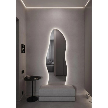 Зеркало волнистой формы в полный рост с парящей подсветкой E022