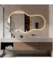 Настенное асимметричное зеркало с задней парящей подсветкой E023