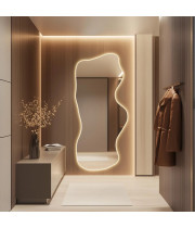 Настенное большое зеркало нестандартной формы в полный рост с контурной подсветкой E025