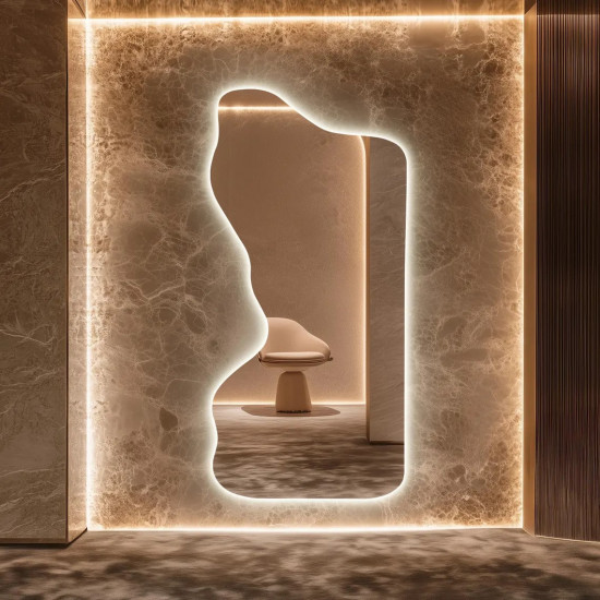 Настенное и напольное зеркало неправильной формы в полный рост с фоновой подсветкой E028 Настенное и напольное зеркало неправильной формы в полный рост с фоновой подсветкой E028