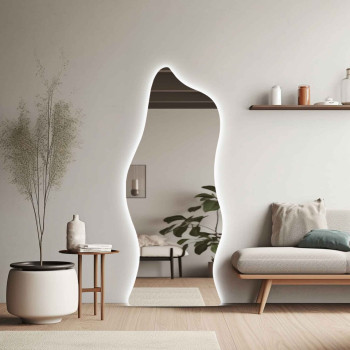 Настенное и напольное зеркало неправильной формы в полный рост с тыльной подсветкой E031