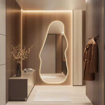 Настенное зеркало неправильной формы в полный рост с задней подсветкой E037