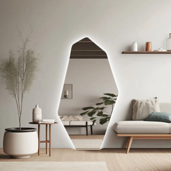 Настенное и напольное семиугольное зеркало в полный рост с контурной подсветкой по периметру E039