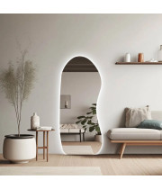 Настенное и напольное асимметричное зеркало в полный рост с тыльной интерьерной подсветкой E040