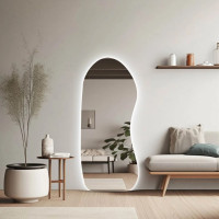 Настенное и напольное асимметричное зеркало в полный рост с тыльной интерьерной подсветкой E040