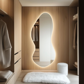 Настенное зеркало волнистой формы в полный рост с тыльной подсветкой E042