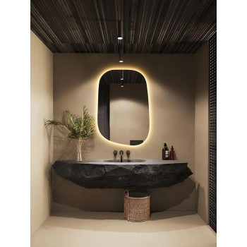 Зеркало асимметричной формы с парящей интерьерной подсветкой E045