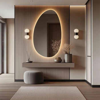 Овальное асимметричное зеркало с задней светодиодной подсветкой E047