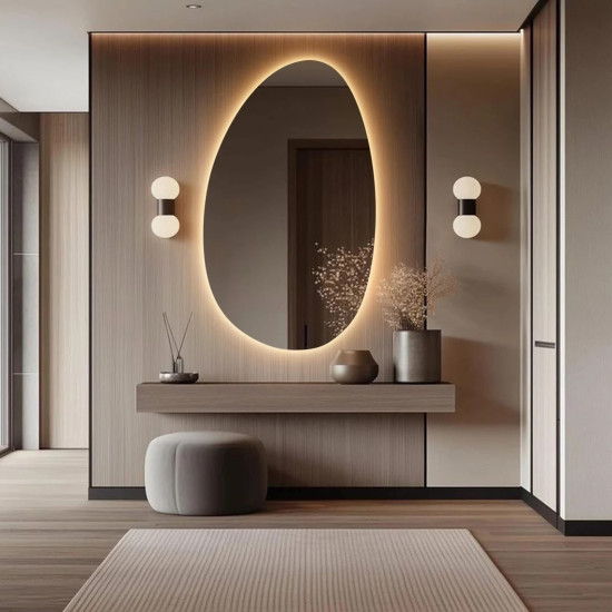 Овальное асимметричное зеркало с задней светодиодной подсветкой E047