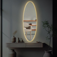 Узкое большое овальное зеркало в полный рост с задней фоновой подсветкой E055