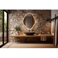 Необычное зеркало с парящей эмбилайт подсветкой E059