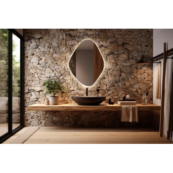 Необычное зеркало с парящей эмбилайт подсветкой E059