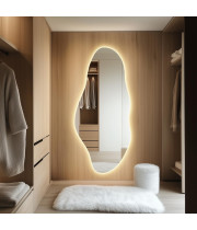 Настенное большое зеркало в полный рост с парящей контурной подсветкой TH005