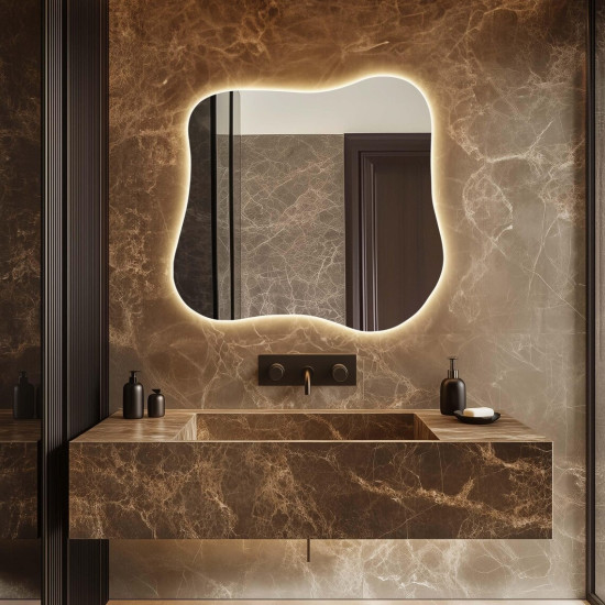 Зеркало неправильной органической формы с задней парящей подсветкой E081