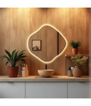 Настенное дизайнерское зеркало неправильной формы с задней интерьерной подсветкой E096