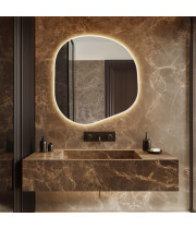 Настенное дизайнерское зеркало асимметричной формы с тыльной интерьерной подсветкой E097