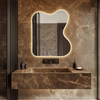 Зеркало неправильной органической формы с задней парящей подсветкой E098