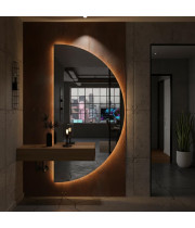 Полукруглое зеркало с задней фоновой подсветкой для интеграции с тумбой, консолью, шкафом F210