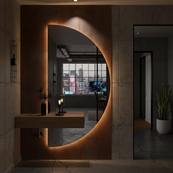 Полукруглое зеркало с задней фоновой подсветкой для интеграции с тумбой, консолью, шкафом F210