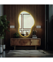 Настенное дизайнерское зеркало абстрактной формы с задней парящей подсветкой Форли 002