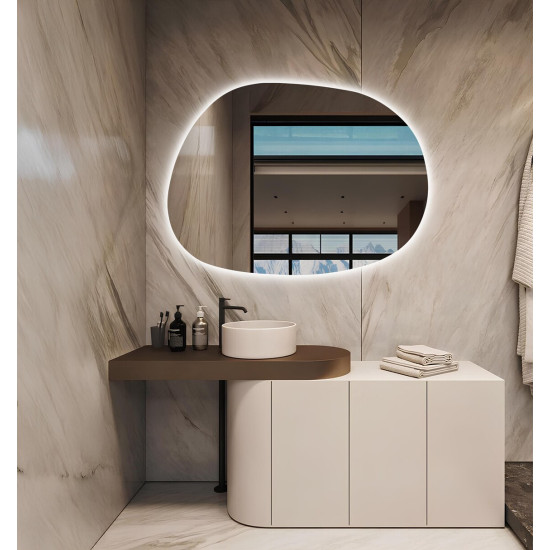 Настенное асимметричное зеркало с задней подсветкой Форли 005