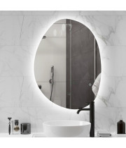 Настенное асимметричное зеркало в форме камня со светодиодной подсветкой Форли 006