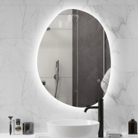 Настенное асимметричное зеркало в форме камня со светодиодной подсветкой Форли 006