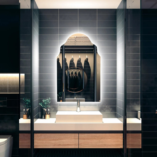 Зеркало с фоновой LED подсветкой арочной формы Хелен