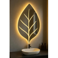 Зеркало с подсветкой в природном стиле в форме листа E078