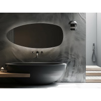 Зеркало необычной органической формы с парящей эмбилайт LED подсветкой Сантьяго