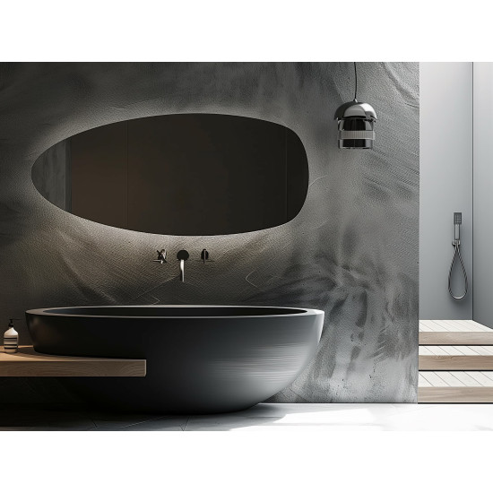 Зеркало необычной органической формы с парящей эмбилайт LED подсветкой Сантьяго