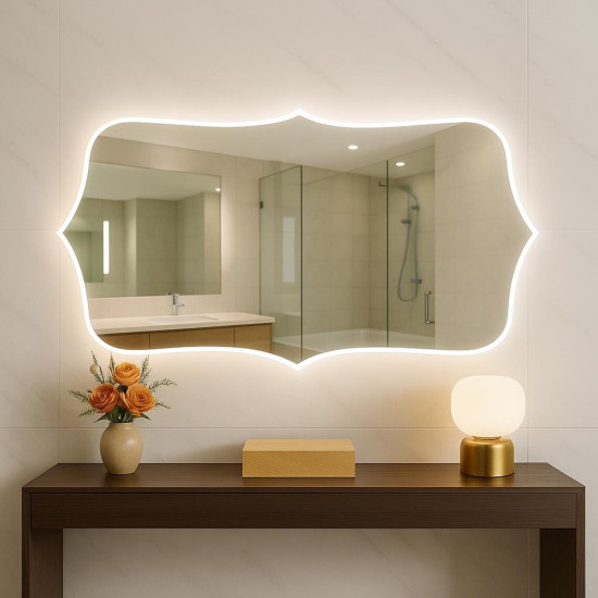 Фигурное зеркало с фронтальной и задней фоновой подсветкой Сорренто 002