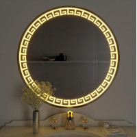 Круглое зеркало с орнаментом Меандр с подсветкой Сорренто 005