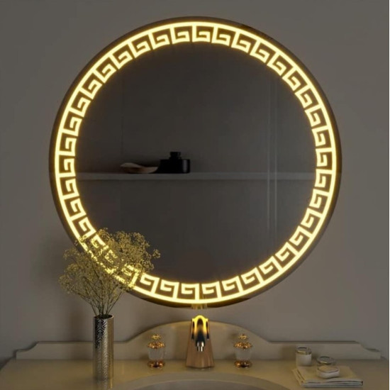 Круглое зеркало с орнаментом Меандр с подсветкой Сорренто 005