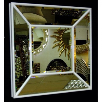Венецианское квадратное зеркальное панно «Кристалл» Белый лак