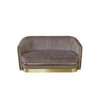 Велюровый двухместный диван серо-коричневый 87YY-1890-2 BRN