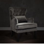 Велюровое серое кресло с подушкой на деревянных ножках 77*92*105см 24YJ-7004-06437/1