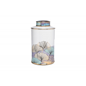 Керамическая ваза с крышкой белая Листья Гинкго 55RD4540L