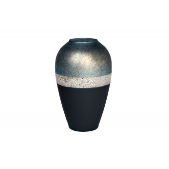 Декоративная стеклянная ваза сине-голубая с золотом 43см 71PN-5154